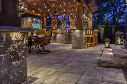 Stone Patio Pergola Lights